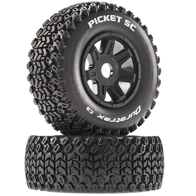 Picket SC Mounted Soft Tires, Black 17mm Hex (2) Duratrax - DTXC5272
