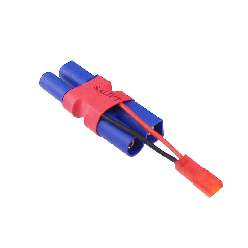 A EC5 male to female with JST female in parallel power adapter, predominantly blue and red in color.