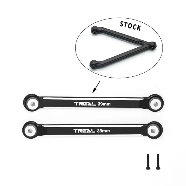 TREAL SCX24 Upper 2 links (4 Links Conversion)39mm Alu#7075 for Axial SCX24 C10 Bronco Gladiator Dodge Power Wagon 1/24 Scale Trucks - Black