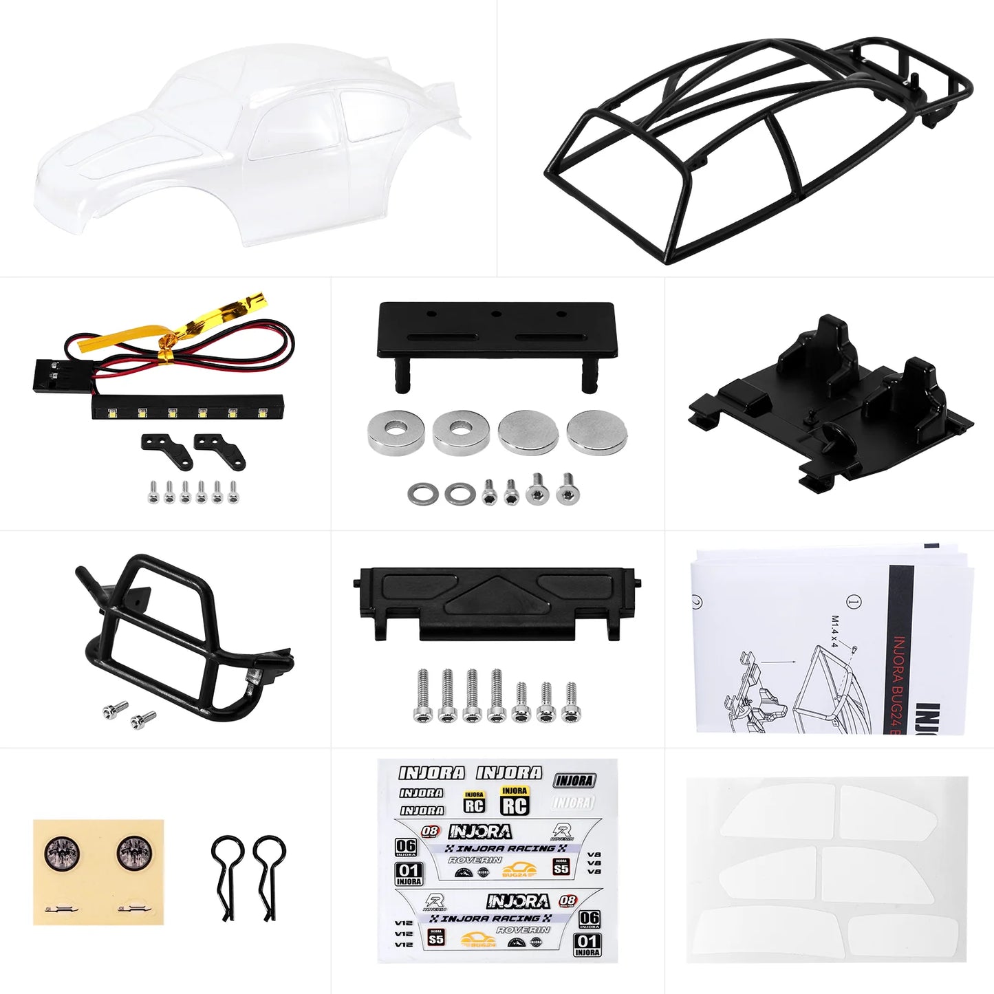 INJORA BUG24 Body with Interior for 1/24 SCX24 C10 JLU Bronco Base Camp