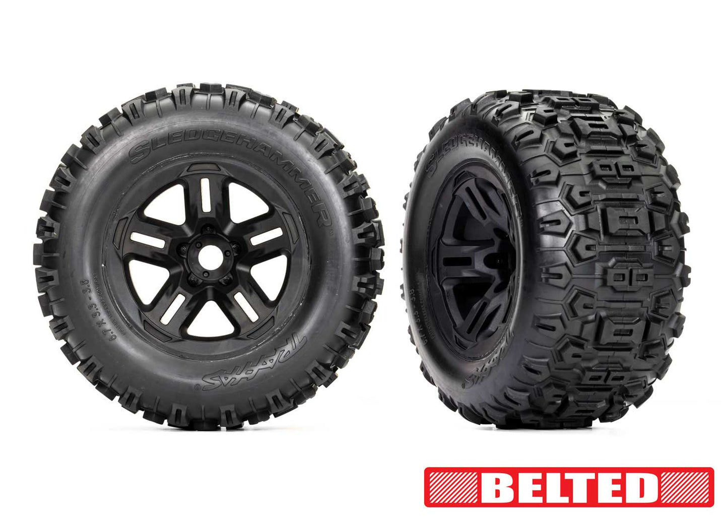 3.8" Black Wheels & Belted Sledgehammer Tires (2) Part Number: 9573