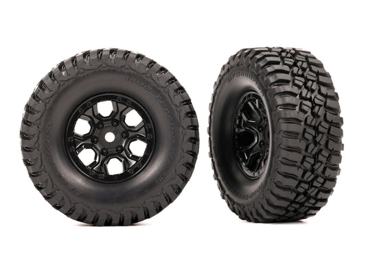 1.0" Black Wheels & BFG Mud-Terrain Tires (2)