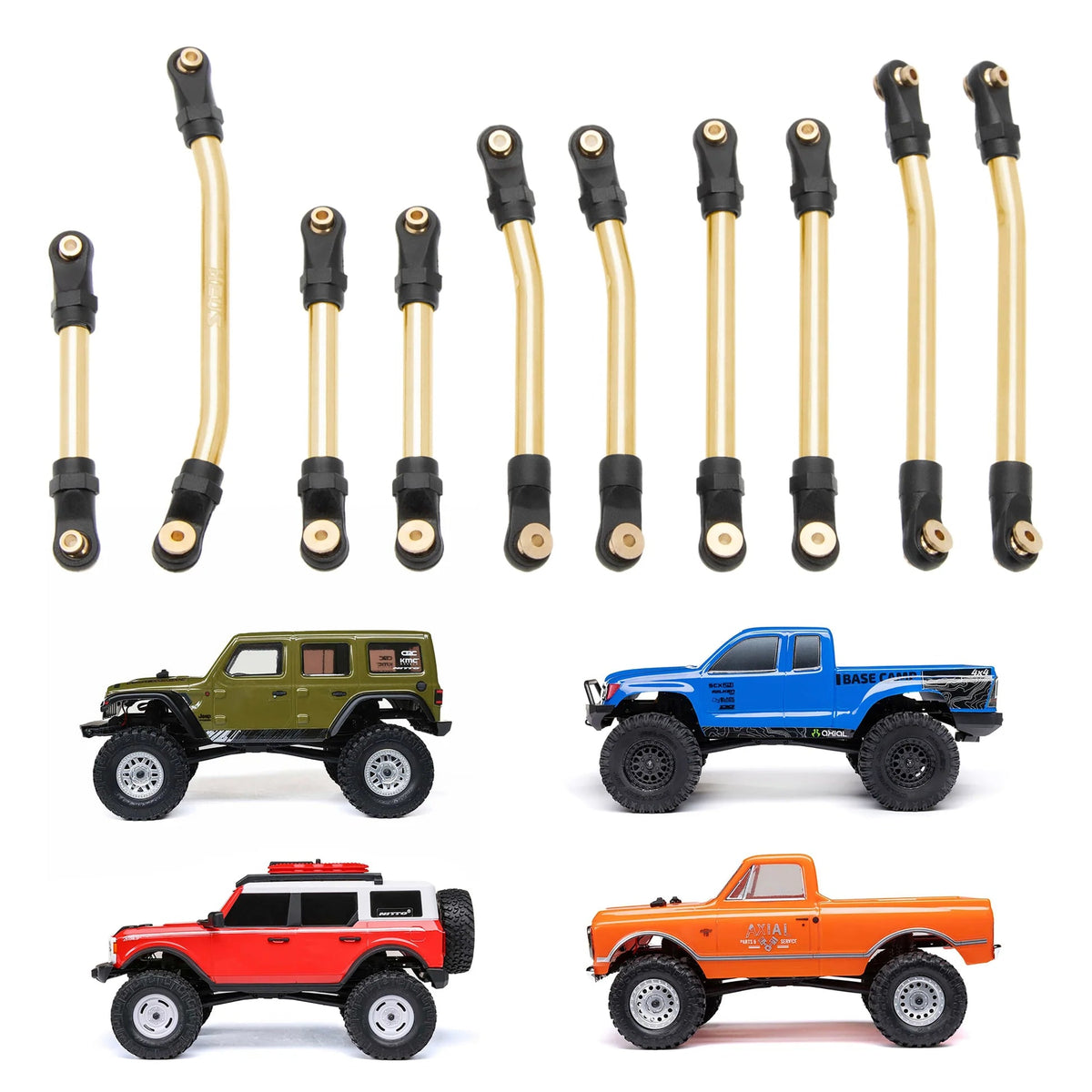 Brass High Clearance Chassis & Steering Links for 1/24 SCX24 C10 Bronco Wrangler MEUS Racing