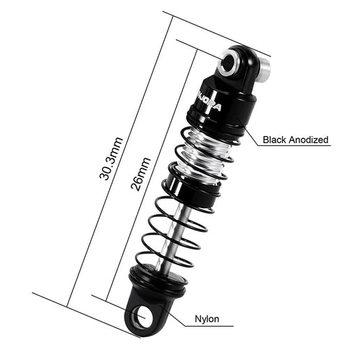 INJORA 26mm Aluminum Oil Shocks for 1/30 Axial SCX30 INJORA