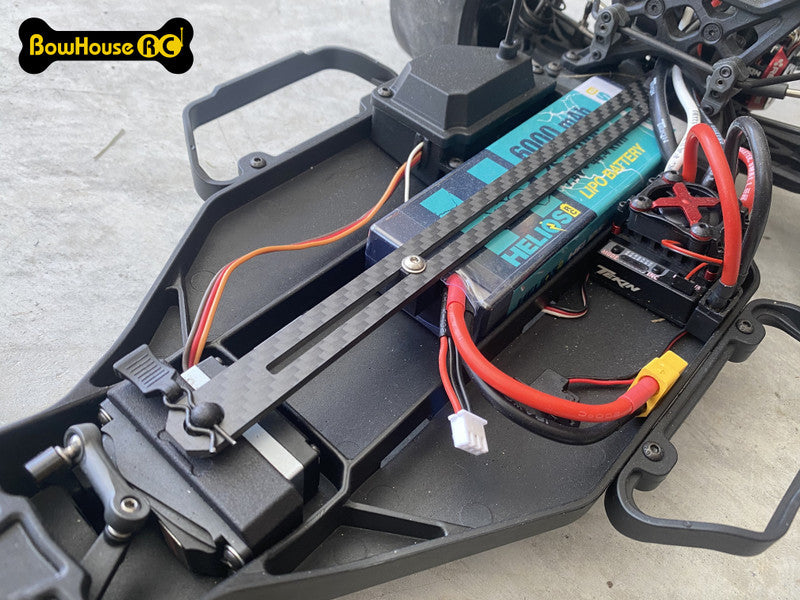 BowHouse RC: Carbon Fiber rc Battery Tie-Down for Associated DR10