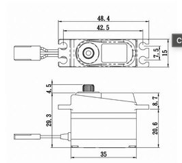 SAVSV1250MGP High Voltage Micro Tail Servo w/Soft Start, 0.095sec / 111.1oz @ 7.4v