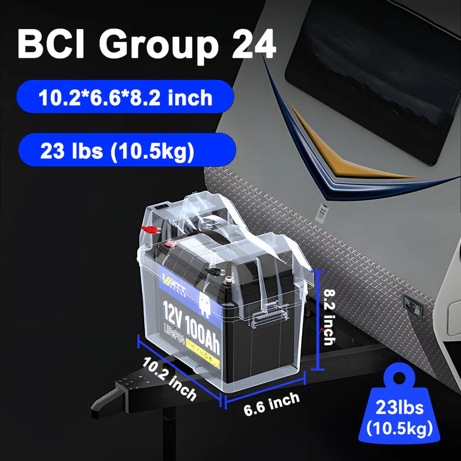 WattCycle 12V 100Ah LiFePO4 Battery (Group 24)