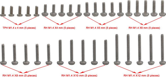 M1.4 Round Head Screw Set, for Axial SCX24 (35pcs)