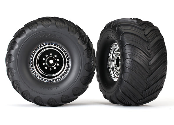 Monster Truck Chrome Wheels & Terra Groove Tires (2) Part Number: 3665X