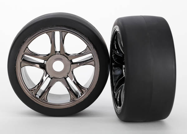 Front Black Chrome Wheels & Belted S1 Slick Tires (2) Part Number: 6479