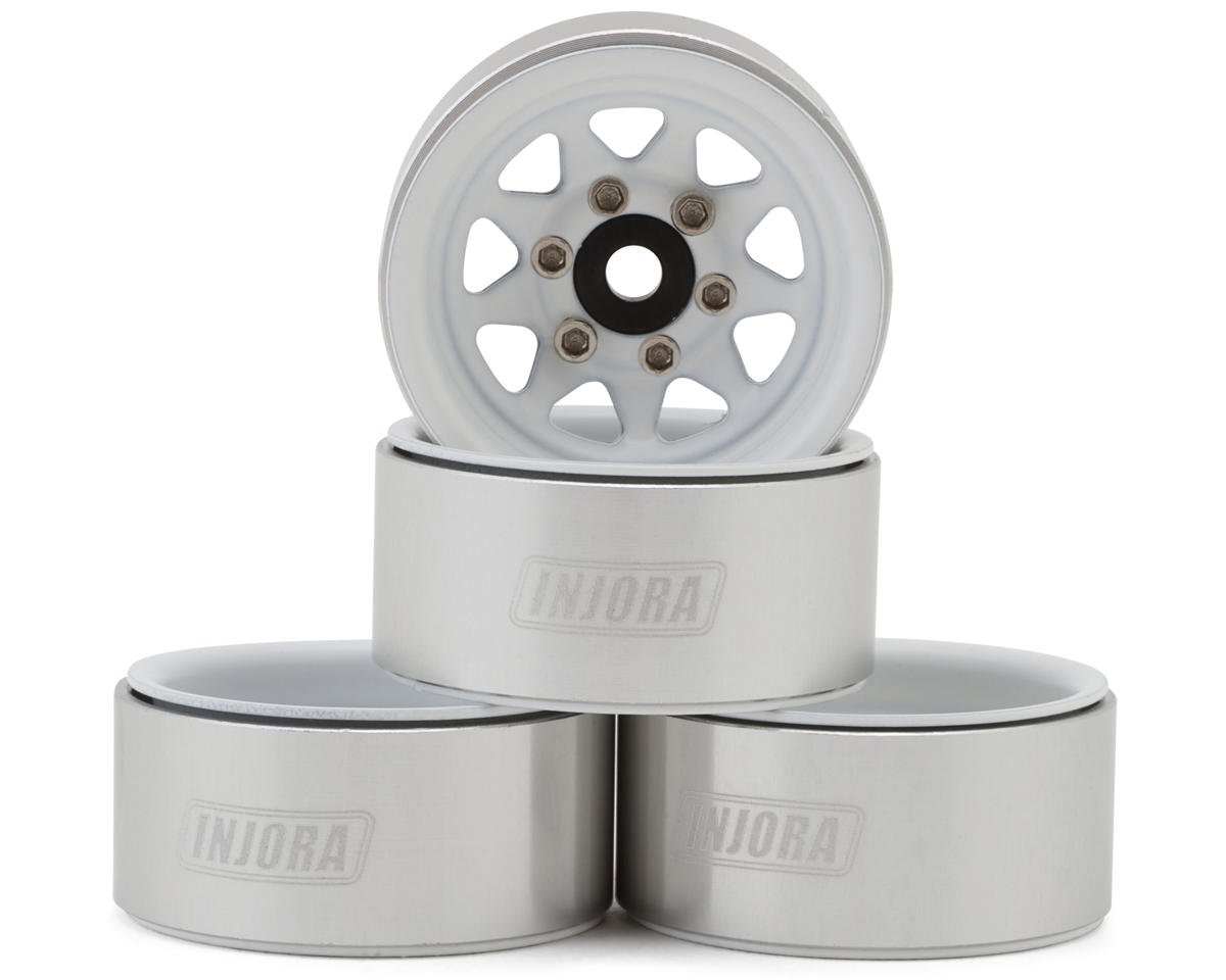 Injora 1.0" Deep Dish Stamped Steel Micro Rock Crawler Beadlock Wheels (15g ea) (White) (4)