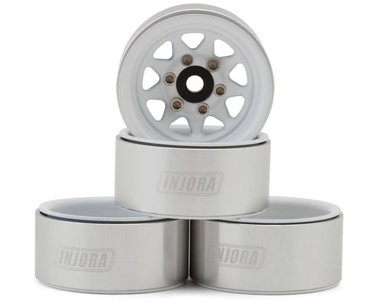 Injora 1.0" Deep Dish Stamped Steel Micro Rock Crawler Beadlock Wheels (15g ea) (White) (4)