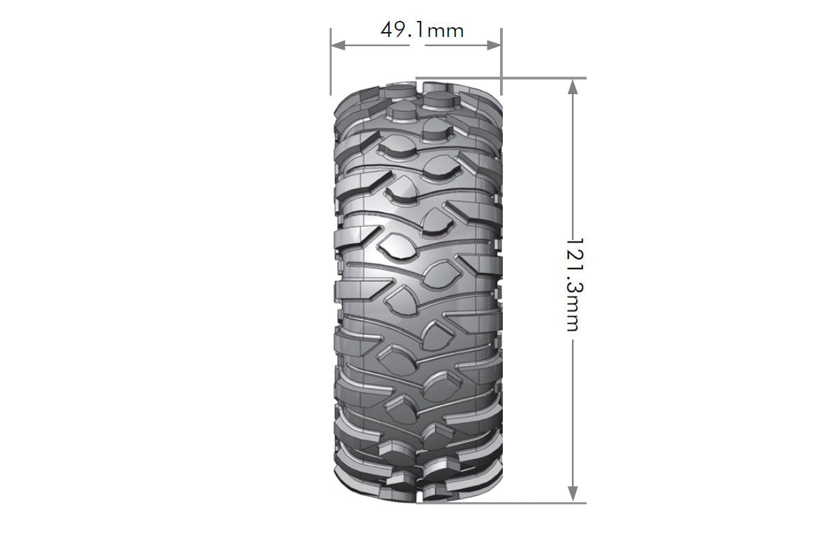 CR-Rowdy 1/10 1.9" Crawler Tires, 12mm Hex, Super Soft, Mounted on Black Rim, Front/Rear (2)