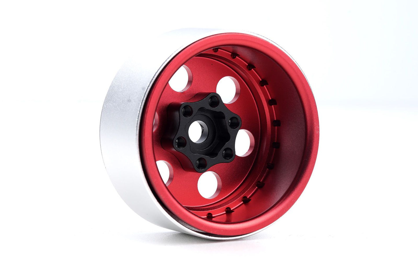 Power Hobby: B5 Aluminum 1.9 Beadlock Wheels Super Positive Offset, Red (4) 1/10