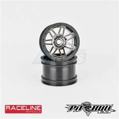 Pit Bull Xtreme RC 1.9 Raceline #931 Injector Scale - Beadlock Rings // Gun Metal Wheels Black Rings (Includes 2Wheel 4Rings 28 Screws)