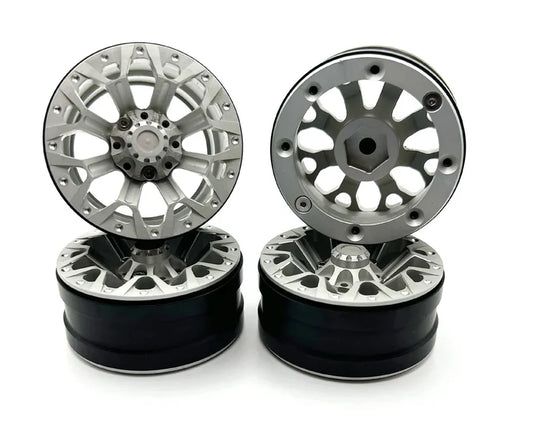 Racers Edge 3462 1.9 Aluminum Beadlock Rims Y Pattern, Silver 4 Pieces