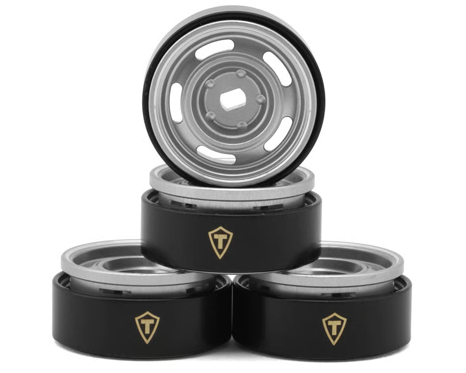 Treal Hobby 0.7" 5-Slot Aluminum Micro Rock Crawler Beadlock Wheels (Silver) (4) (8g ea) Treal