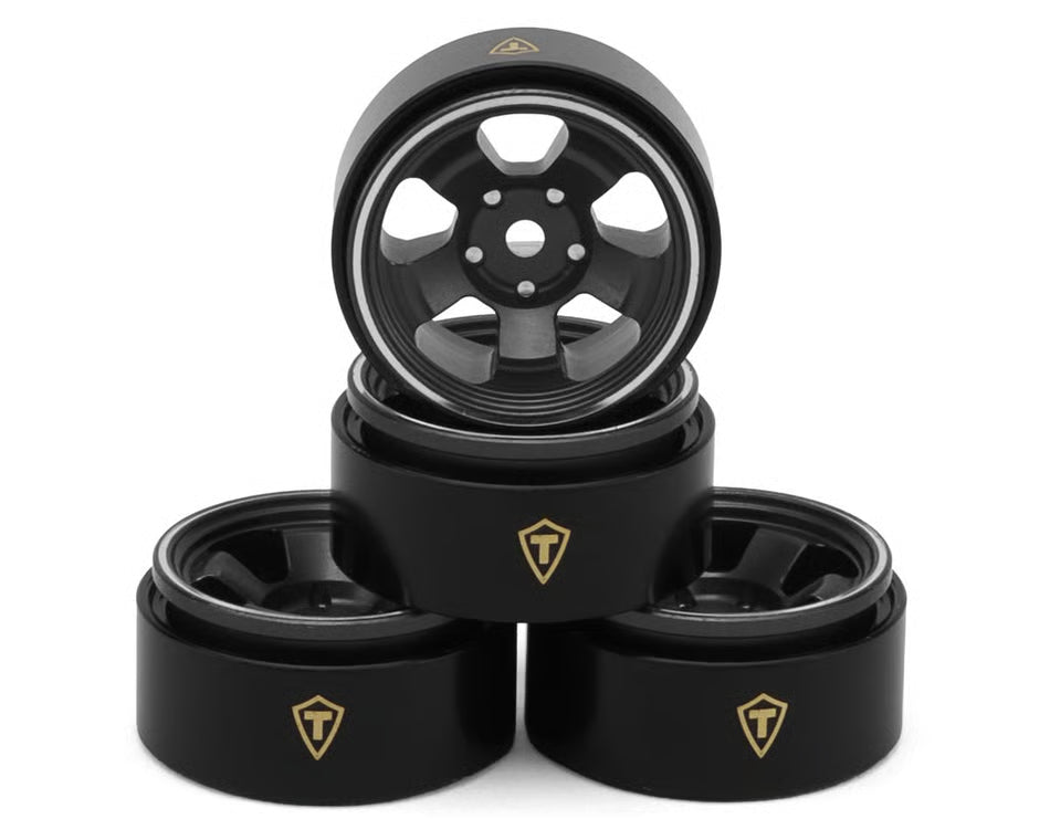 Treal Hobby Axial SCX30 Type B 0.7" 5-Spoke Aluminum Micro Rock Crawler Beadlock Wheels (Grey) (4) Treal