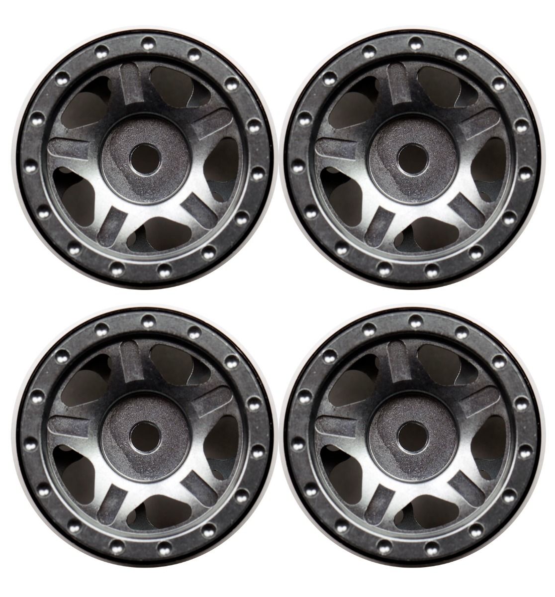 Power Hobby: 1.0" Axial SCX24 C10 Jeep Deadbolt Aluminum Beadlock Wheels, Gray