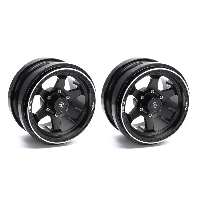 TREAL SCX6 Wheels 2.9'' Beadlock Wheels (2) CNC Machined SCX6 Upgrades Parts for Axial SCX6 (Black)