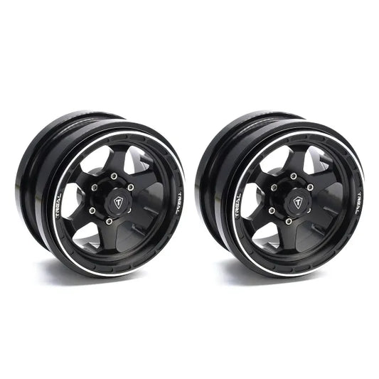 TREAL SCX6 Wheels 2.9'' Beadlock Wheels (2) CNC Machined SCX6 Upgrades Parts for Axial SCX6 (Black)