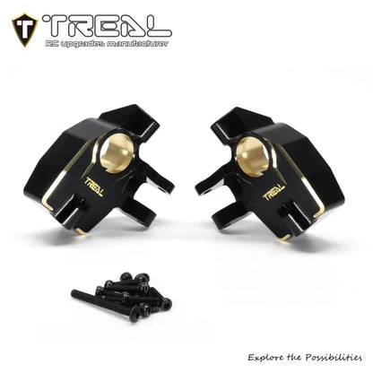 Treal Brass Front Inner Portal Steering Knuckles 60g for Axial Capra UTB/SCX10 III Black-Type B