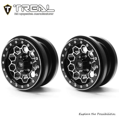 TREAL SCX6 Wheels 2.9'' Beadlock Wheels (2) CNC Machined SCX6 Upgrades Parts for Axial SCX6 -Type B - Titanium