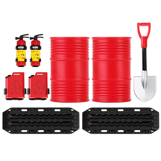 INJORA Mini Fuel Tank Fire Extinguisher Shovel Oil Drum Scale Accessories for 1/24 1/18 RC Crawlers