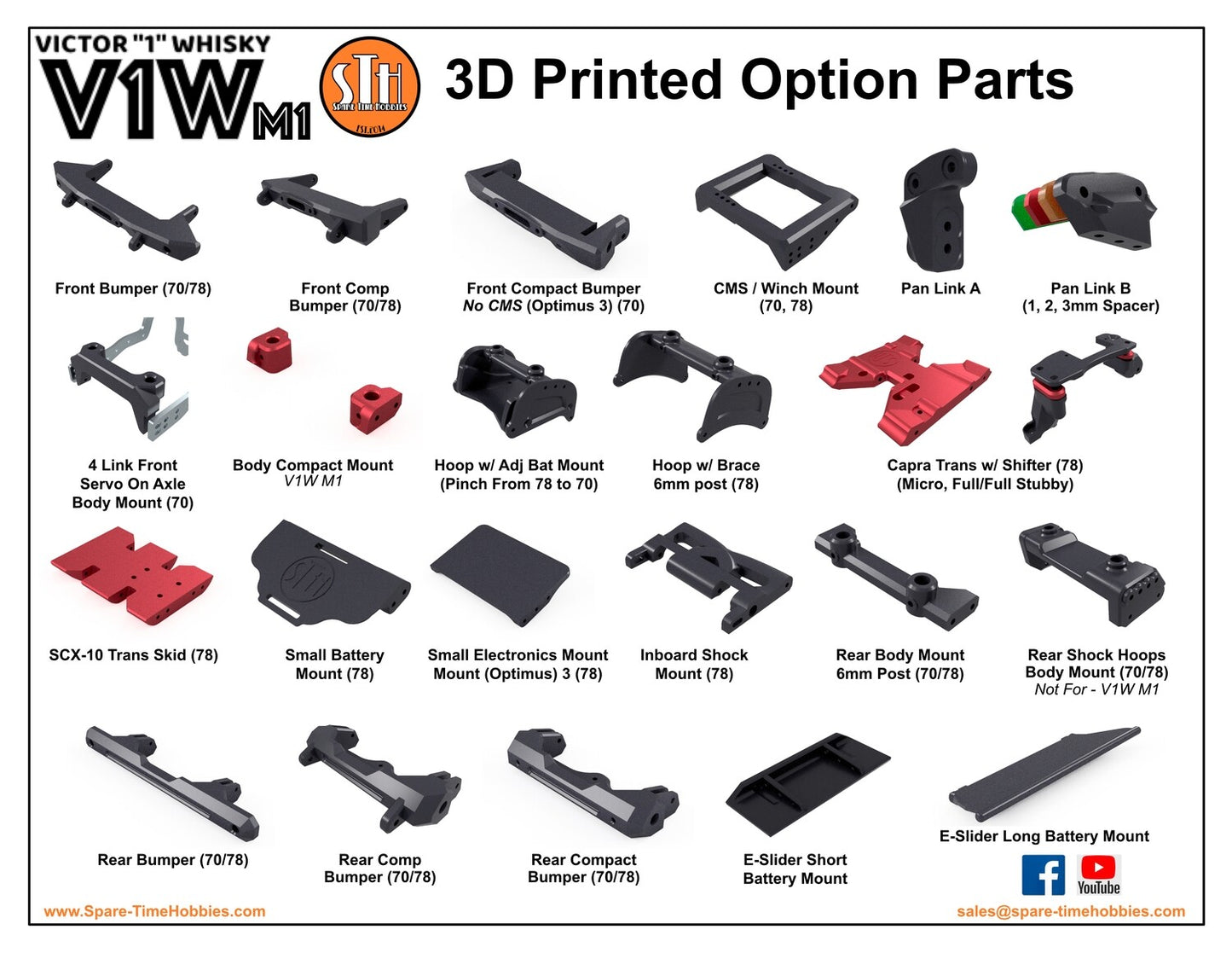 V1W M2 Traxxas TRX4 (SPORT) - Printed Parts Bundle