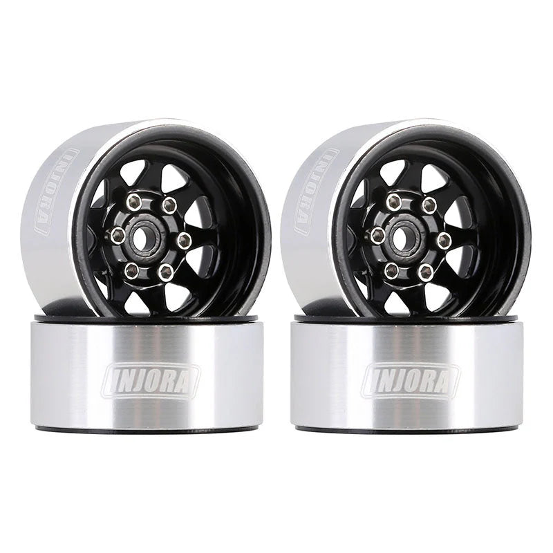 Injora 1.0" Deep Dish Stamped Steel Micro Rock Crawler Beadlock Wheels (15g ea) (White) (4) INJORA