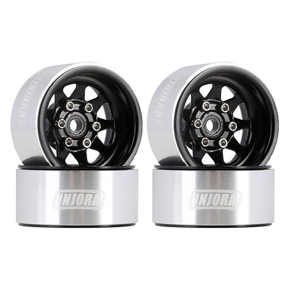 Injora 1.0" Deep Dish Stamped Steel Micro Rock Crawler Beadlock Wheels (15g ea) (White) (4) INJORA