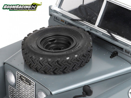 Boom Racing Spare Wheel and Tire with Mount for Series Land Rover® Razor Bonnet for BRX02 88