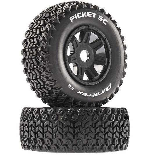 Picket SC Mounted Soft Tires, Black 17mm Hex (2) Duratrax - DTXC5272