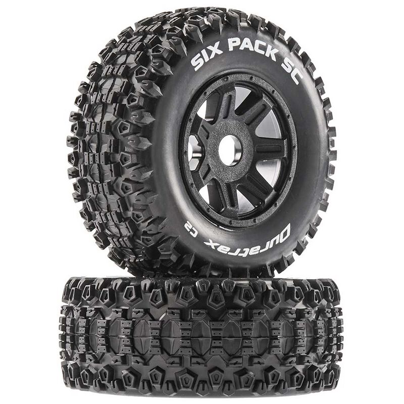 Six Pack SC Mounted Soft Tires, Black 17mm Hex (2) Duratrax - DTXC5271