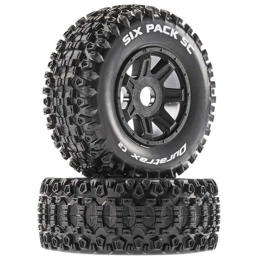 Six Pack SC Mounted Soft Tires, Black 17mm Hex (2) Duratrax - DTXC5271