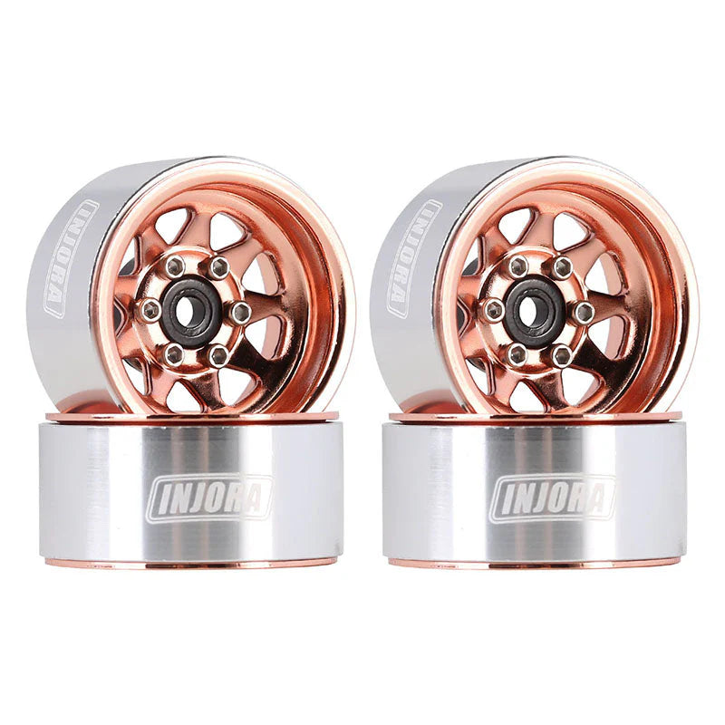 Injora 1.0" Deep Dish Stamped Steel Micro Rock Crawler Beadlock Wheels (15g ea) (White) (4) INJORA
