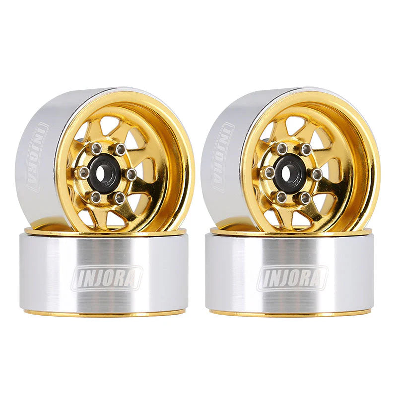 Injora 1.0" Deep Dish Stamped Steel Micro Rock Crawler Beadlock Wheels (15g ea) (White) (4) INJORA