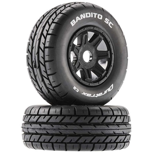 Bandito SC Mounted Soft Tires, Black 17mm Hex (2) Duratrax - DTXC5270