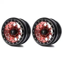 TREAL SCX6 Wheels 2.9'' Beadlock Wheels (2) CNC Machined SCX6 Upgrades Parts for Axial SCX6 -Type B - Titanium