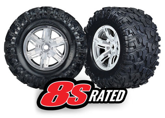 Tires & wheels, assembled, glued (X-Maxx® satin chrome wheels, Maxx® AT tires, foam inserts) (left & right) (2)