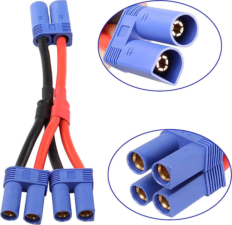 Helios RC: EC5 1 MALE CONNECTOR TO 2 FEMALE CONNECTORS CABLE EC5 PARALLEL PLUG CONNECTOR CABLE 12AWG ADAPTER