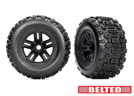 3.8" Black Wheels & Belted Sledgehammer Tires (2) Part Number:  9573