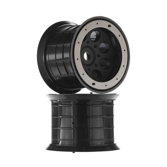 1/8 Oversize 8-Hole 3.8 Beadlock Wheels, 17mm Hex, Black (2) Axial - Item No.AXIC8014