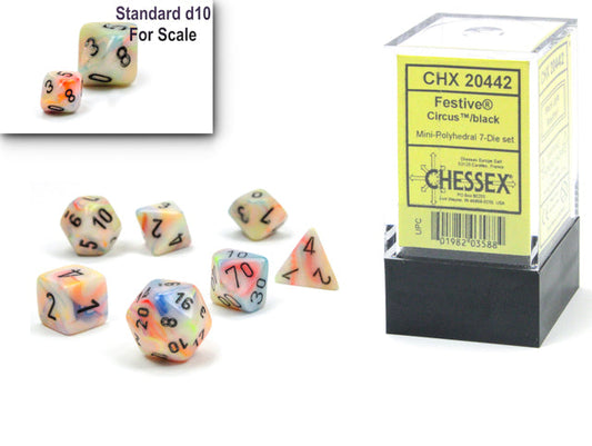 Chessex Festive Mini Polyhedral 7 Die Set Circus/Black A-Main