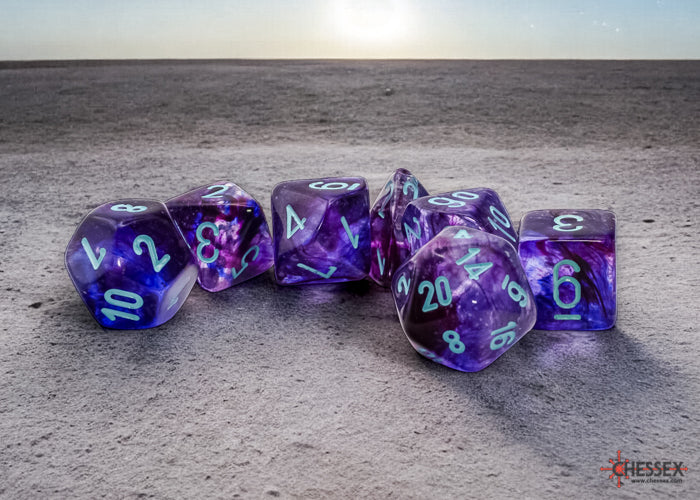 Chessex Mega-Hedral Nebula Nocturnal/Turquoise Luminary 7-Die Set SHD