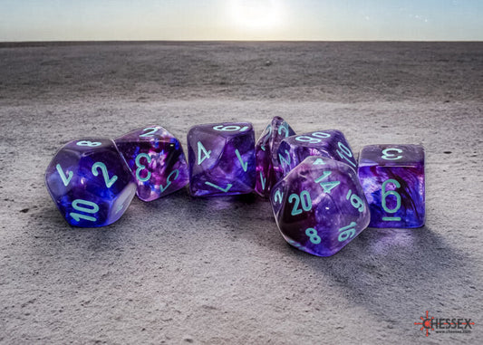 Chessex Mega-Hedral Nebula Nocturnal/Turquoise Luminary 7-Die Set SHD