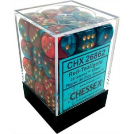 Chessex: Gem Red Teal / Gold 12Mm SHD