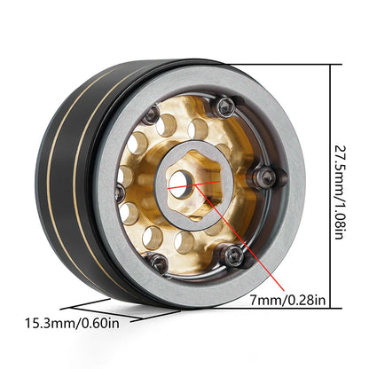 INJORA 1.0" 39g/pcs Brass Beadlock Wheels Negative Offset 2.65mm for 1/24 1/18 RC Crawlers (W1008GL)