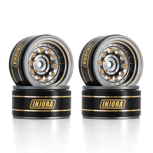 INJORA 1.0" 39g/pcs Brass Beadlock Wheels Negative Offset 2.65mm for 1/24 1/18 RC Crawlers (W1008GL)