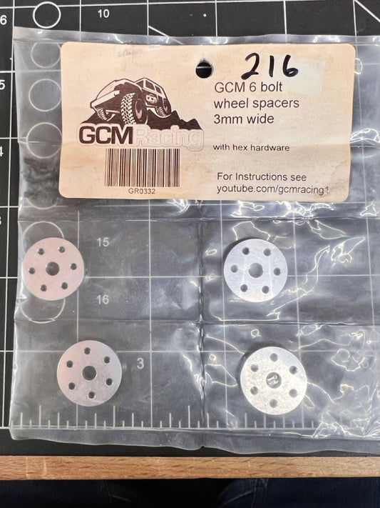 GCM 6 Bolt Wheel Spacers 3mm wide